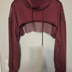 Women's Burgundy Mesh Hoodie Size Xlarge